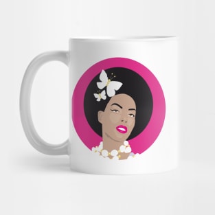 Girl with Butterflies In Her Afro - Pink Circle 2 Mug